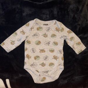 Star Wars Baby Yoda Patterned Bodysuit - Gray